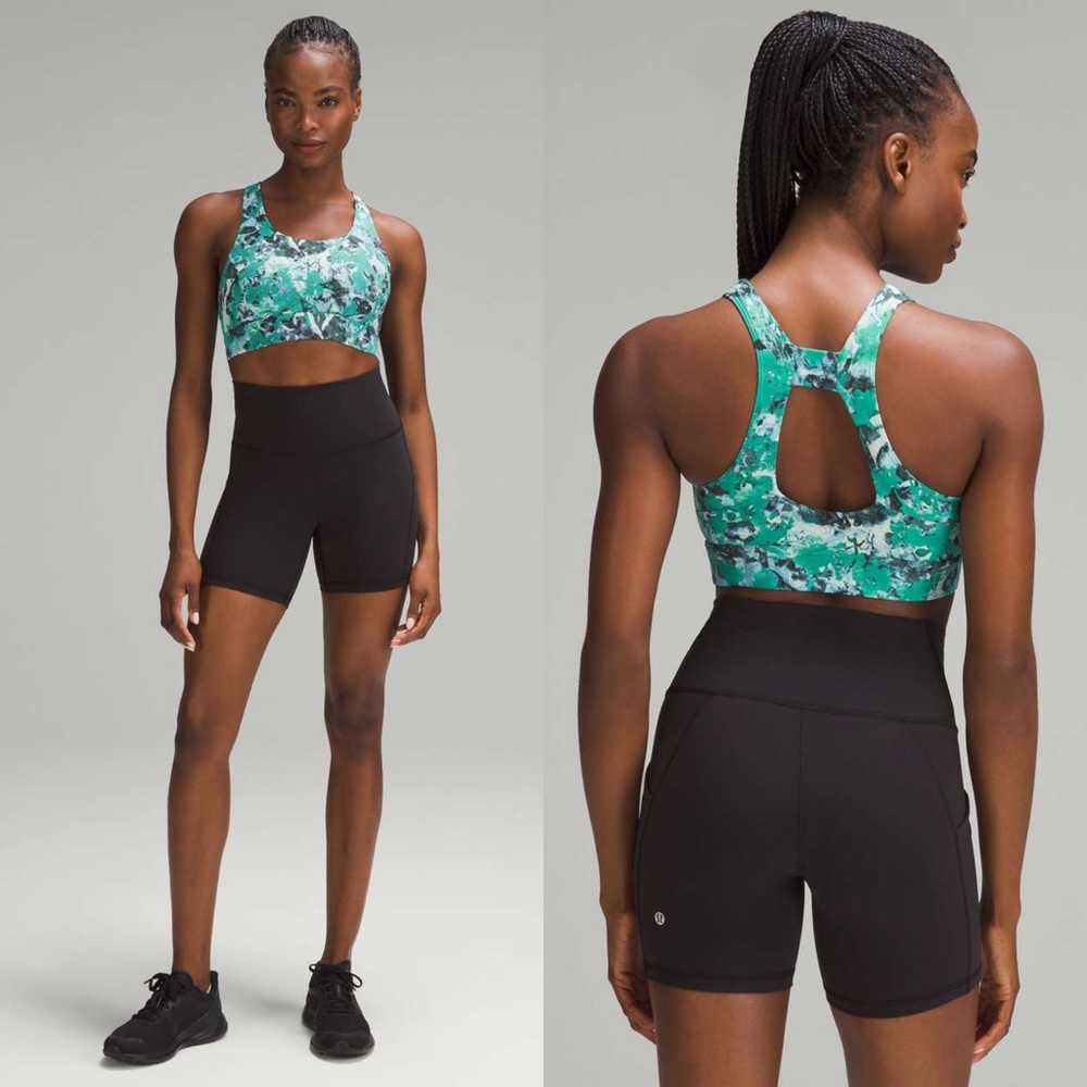 NWT Lululemon Everlux Train Bra C/D Cup Urban Undergrowth Kelly Green Multi SZ 2